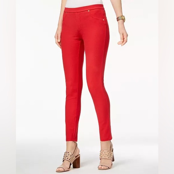 MICHAEL Michael Kors Pants - Michael Kors bright red stretch twill leggings with gold accents size medium